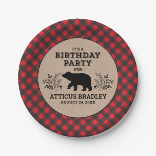 Plato De Papel Lumberjack Placa de cumpleaños