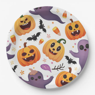 Plato De Papel Luminosas Placas de papel de Halloween - ¡Diseño d