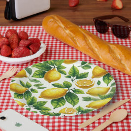 Plato De Papel Luminosos y alegres limones modernos