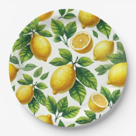 Plato De Papel Luminosos y alegres limones modernos