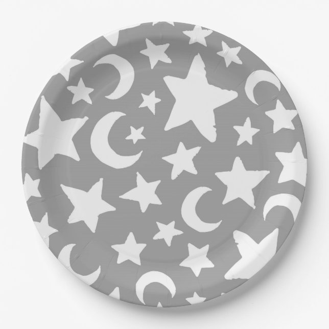 Plato De Papel Luna creciente y estrellas (Anverso)