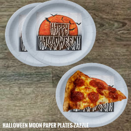 Plato De Papel Luna de Halloween