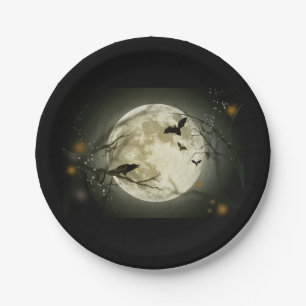 Plato De Papel Luna de Halloween