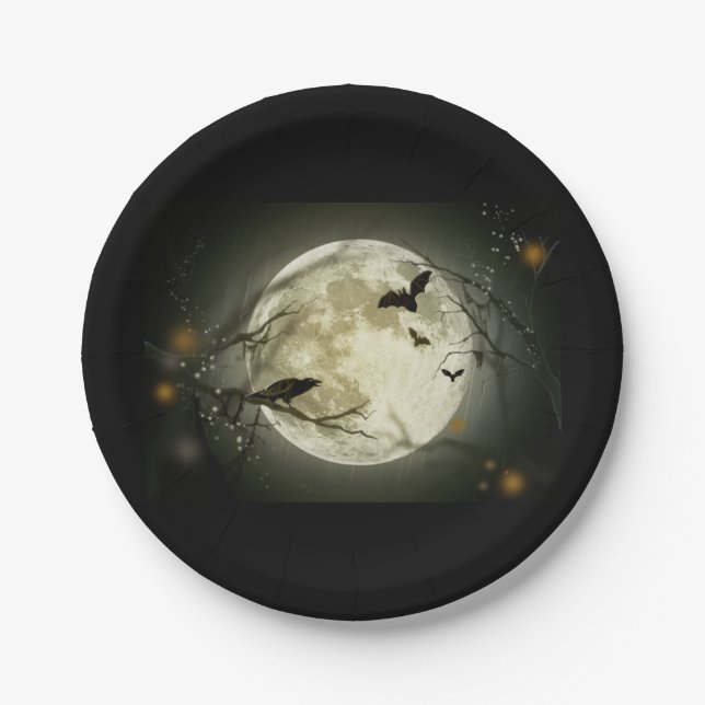 Plato De Papel Luna de Halloween (Anverso)