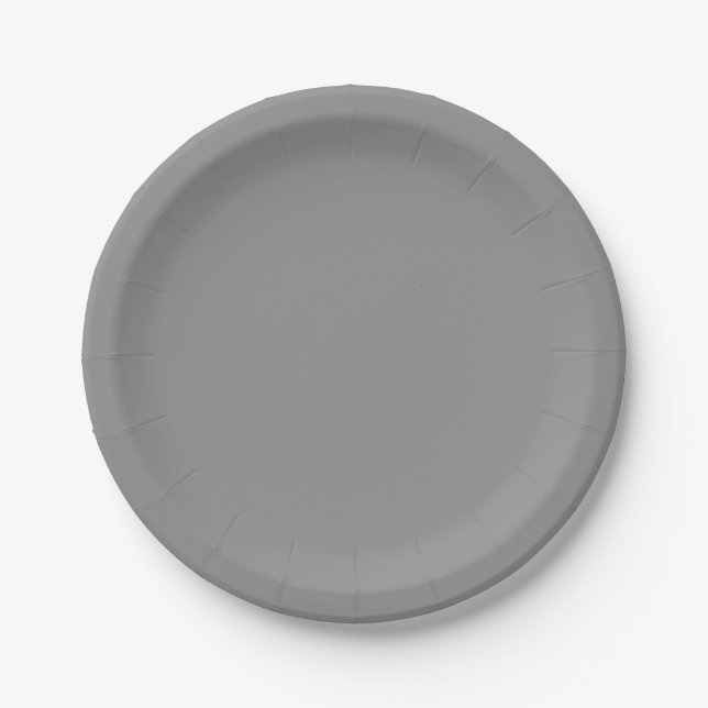 Plato De Papel Luna Gris Color Sólido (Anverso)