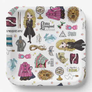 Plato De Papel Luna Lovegood mágica acuarela