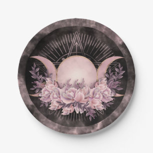 Plato De Papel Luna Triple - Diosa Triple - Floral suave