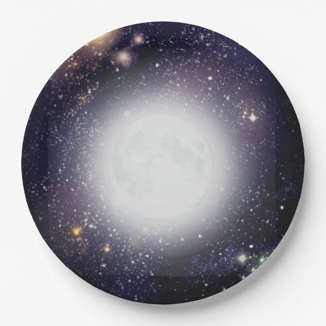 Plato De Papel Luna y Estrellas (Anverso)