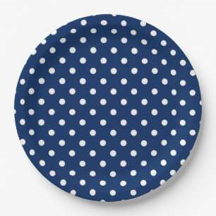 Plato De Papel Lunar clásico de los azules marinos y del blanco