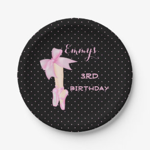 Plato De Papel Lunar rosado y negro de la bailarina de los