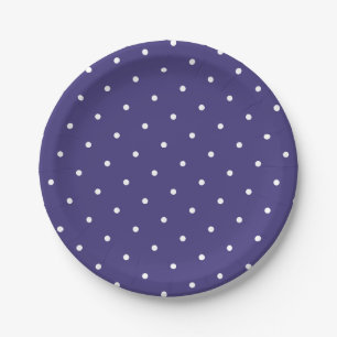 Plato De Papel Lunares Blancos Chic Morado Violeta