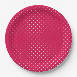 Plato De Papel Lunares Blancos Micro - Rojo Frambuesa
