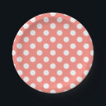 Plato De Papel Lunares blancos sobre melocotón<br><div class="desc">Lunares blancos sobre melocotón</div>