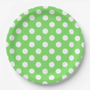 Plato De Papel Lunares blancos sobre verde manzana