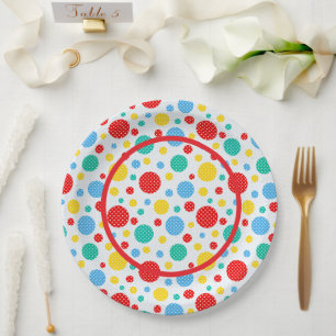 Plato De Papel Lunares Coloridos 