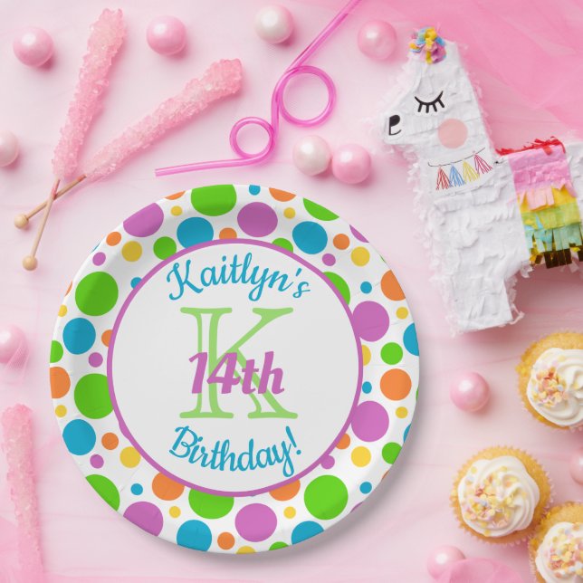 Plato De Papel Lunares Coloridos | Fiesta de Cumpleaños (Fiesta)
