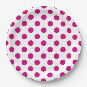 Plato De Papel Lunares fucsias