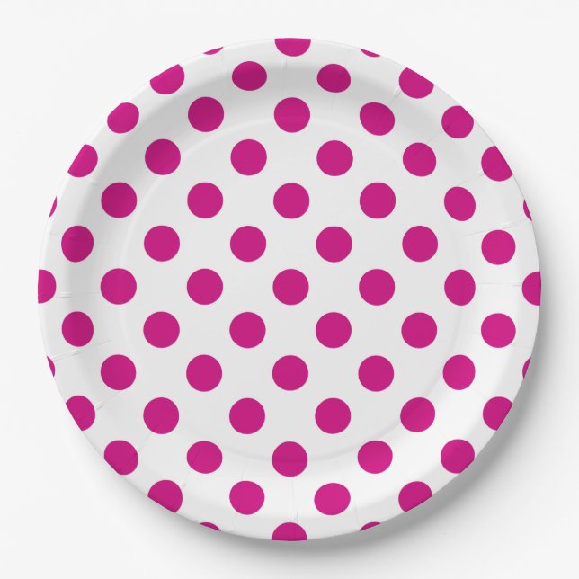 Plato De Papel Lunares fucsias (Anverso)
