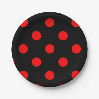 Plato De Papel Lunares grandes - rojo en negro