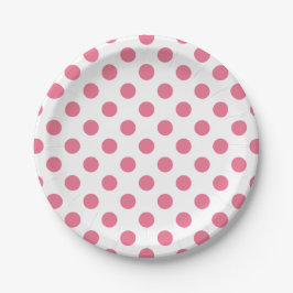 Plato De Papel Lunares rosas y blancos