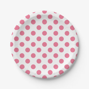 Plato De Papel Lunares rosas y blancos