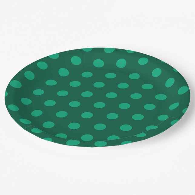 Plato De Papel Lunares Verde Esmeralda (Angular)