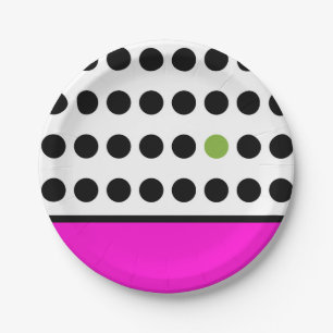 Plato De Papel Lunares Verdes Rosados