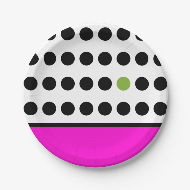 Plato De Papel Lunares Verdes Rosados (Anverso)