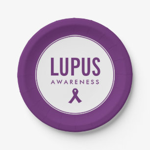 Plato De Papel Lupus Awareness Ribbon Purple