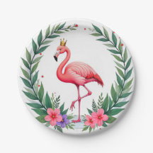 Lush Leafy | Corona de flamenco rosa elegante trop