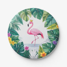 Lush Leafy | Elegante Flamingo Rosa Crown Tropical