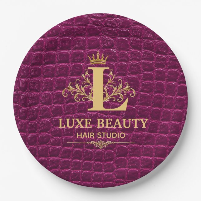 Plato De Papel Luxury Crocodile Leather Monogram Gold Initial  (Anverso)