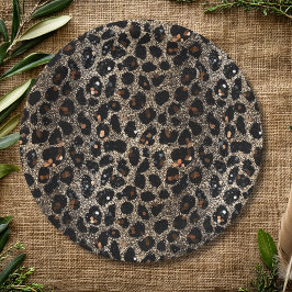 Plato De Papel Luxury Glitter Brown Black Gold Leopard Pattern