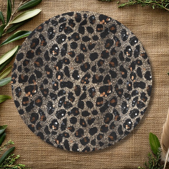 Plato De Papel Luxury Glitter Brown Black Gold Leopard Pattern (Subido por el creador)
