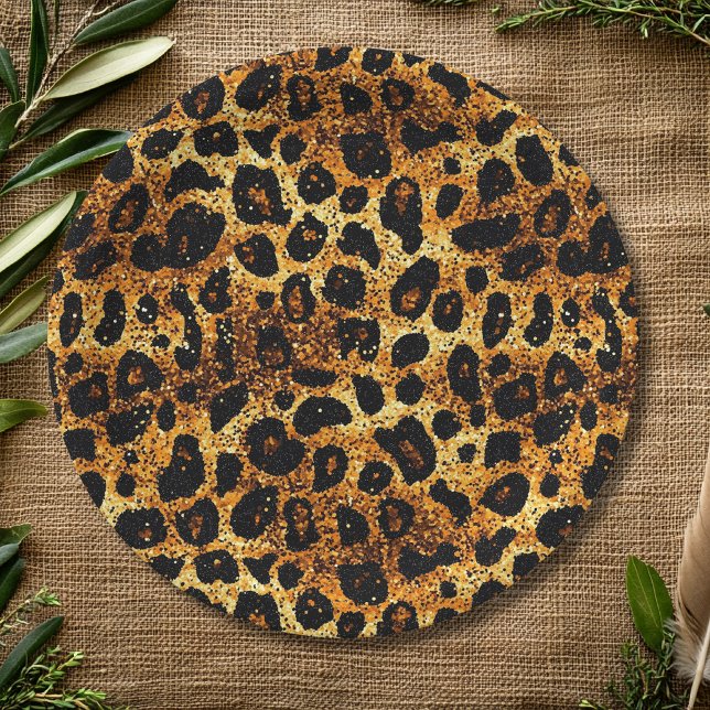 Plato De Papel Luxury Glitter Gold Brown Rust Leopard Pattern (Subido por el creador)