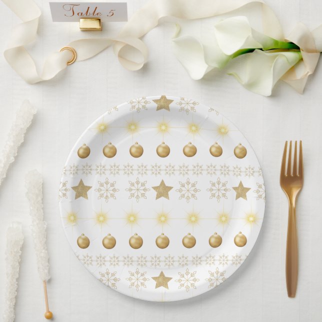 Plato De Papel Luxury Gold and White Luxury Festive (Boda)