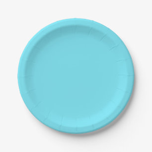 Plato De Papel Luz eléctrica de color sólido aquino azul