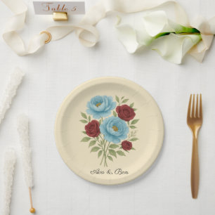 Plato De Papel Lyons Blue Peony y Fig Purple Rosa Boda