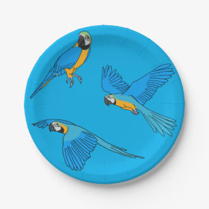 Plato De Papel Macao azul amarillo