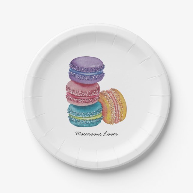Plato De Papel Macarons De Arcoiris Cuidados En Placa De Papel De (Anverso)