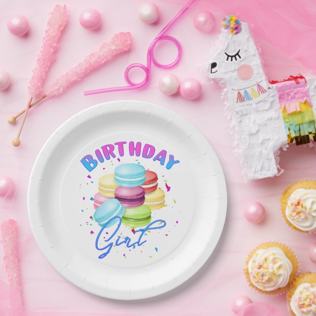 Plato De Papel Macarons Sweet Birthday Chica Candy Amantes Tema (Fiesta)
