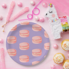 Plato De Papel Macarrones rosados