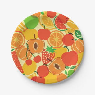 Plato De Papel macedonia de frutas tropicales cítricos manzana fr