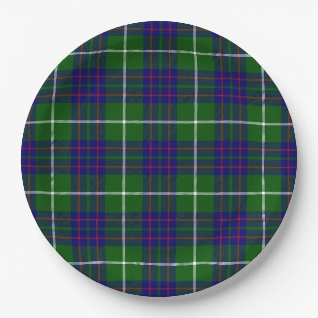 Plato De Papel MacIntyre tartan blue plaid (Anverso)
