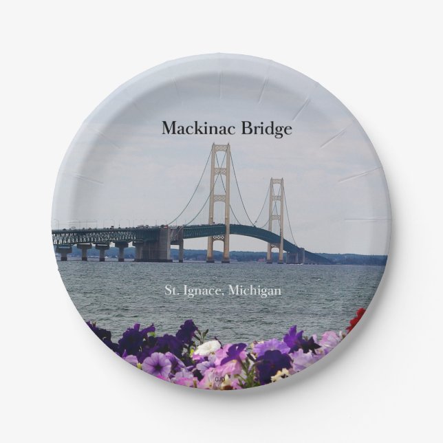 Plato De Papel Mackinac Bridge St. Ignace placa de papel (Anverso)