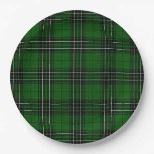 Plato De Papel MacLean Tartan Green y Black Plaid