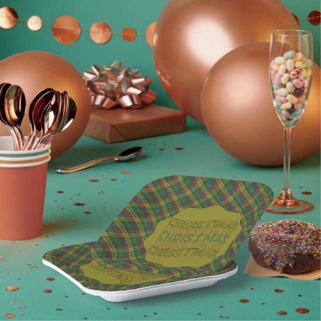 Plato De Papel MacMillan Old Ancient Scottish Tartan Christmas  (Multi)