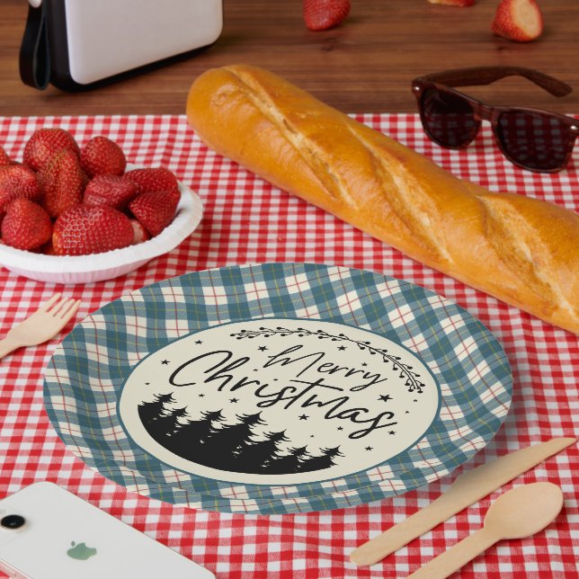 Plato De Papel MacRae Conchra Scottish Tartan Christmas (Picnic)