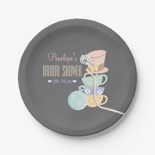Plato De Papel Mad Hatter Bridal Shower (Anverso)