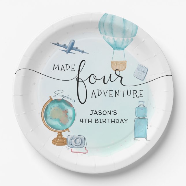 Plato De Papel Made Four Adventure Cumpleaños 4 (Anverso)